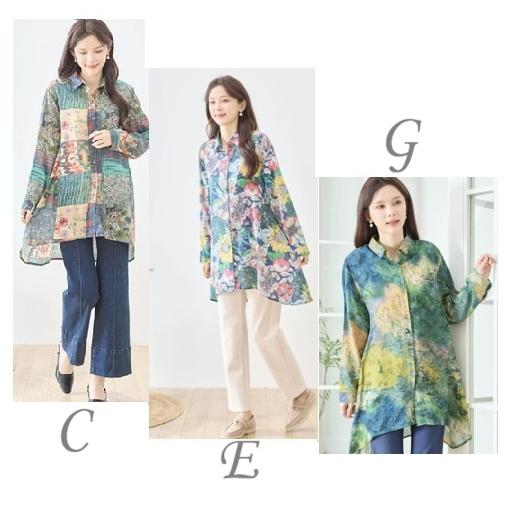 SALE! 2026新作　コットンプリントロングシャツ