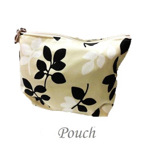 コスメポーチ　リーフ柄マチ付きポーチ　プレゼント　ラッピング