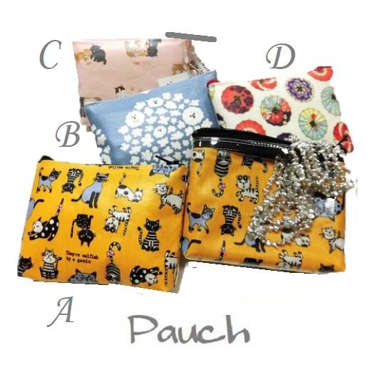 クリアカードポーチ　ファスナー・片面クリア　撥水加工　ハンドメイド　日本