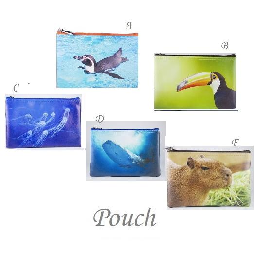 生きものポーチ　ファスナーフラットポーチ　在庫処分
