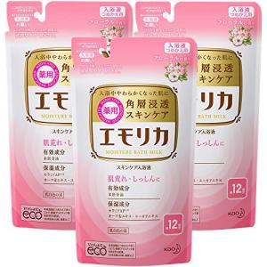 まとめ買い エモリカ 薬用 スキンケア 入浴剤 フローラルの香り つめかえ用 360ml×3個 [医薬部外品] (赤ちゃん にも使えます)