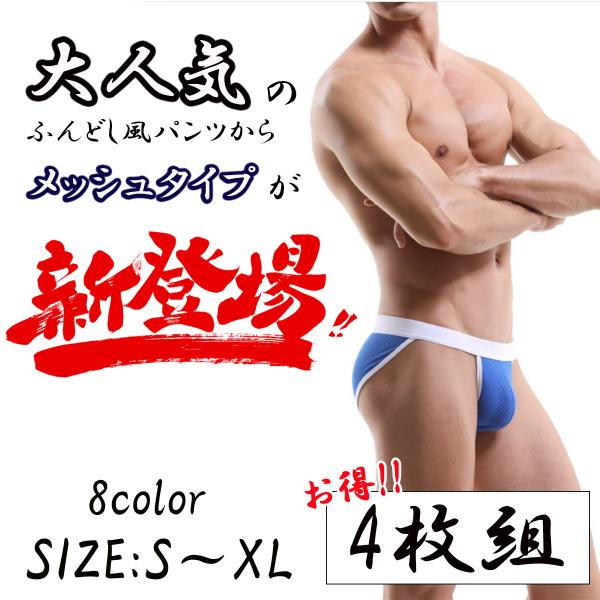 SALE 4日限定 全品5％OFF！ ふんどしパンツ 【お得な4枚セット】 メンズビキニ ビキニブリ...