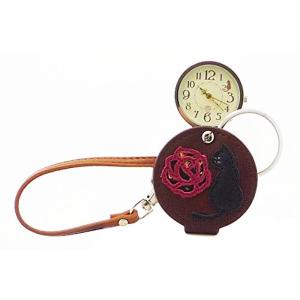 フィールドワーク 腕時計 アナログ バラねこ バッグチャーム 時計 ルーペ 付き LW039-3 レディース ブラウン｜pochon-do