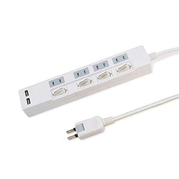 スタイルド USB充電ポート付き 電源タップ USBポート2口(合計2.4A出力 自動IC搭載) A...