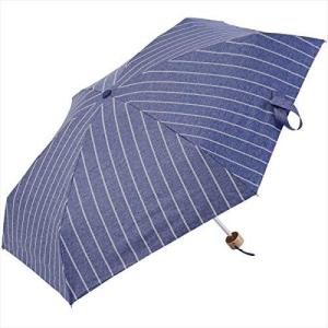 Nifty Colors(ニフティカラーズ) 折りたたみ傘 遮光スラブストライプ5段ミニ ブルー 50cm｜pochon-do
