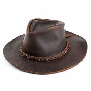 ハット メンズ ハット 帽子 HENSCHEL ヘンシェル レザーカウボーイハット アメリカ製 ブラウン（M(55.5cm)）｜pochon-do
