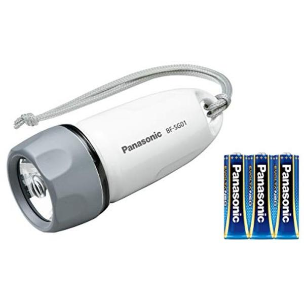 パナソニック LED懐中電灯 防水ライト 乾電池エボルタNEO付き ホワイト BF-SG01N-W