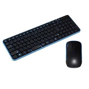 ユニーク ワイヤレスマウス&キーボードコンボ サイレントモデル Black&Blue MK48367GBS｜pochon-do