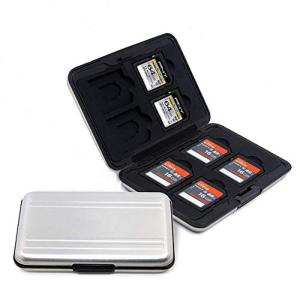 YFFSFDC マイクロ SDカード 収納 16枚 ブラック アルミ メモリー カードケース 両面 収納 タイプ SDカード収納ケース 防塵｜pochon-do