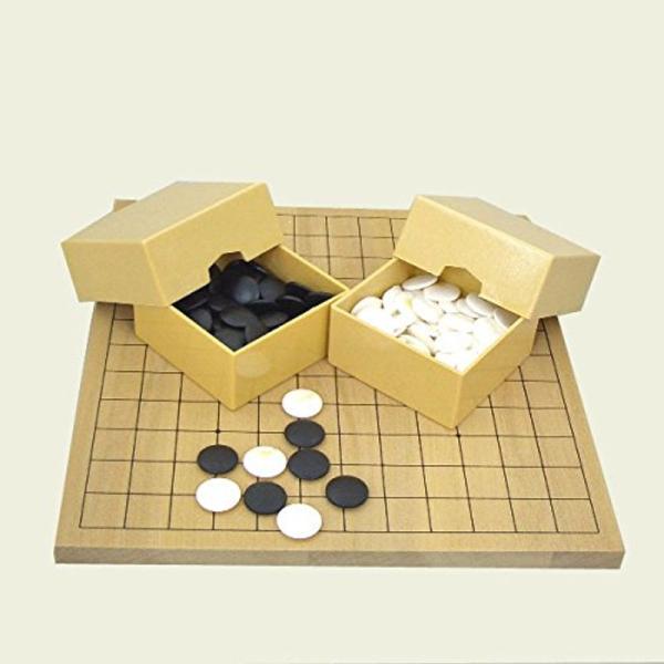 入門用囲碁盤セット 新桂9・13路碁盤とＰ厚型碁石（約7mm）とミニ角ケースのセット