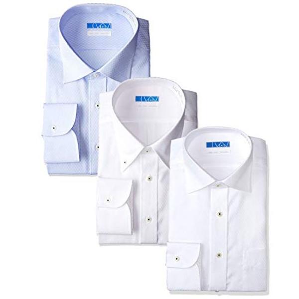 スマートビズ ノーアイロン 長袖ワイシャツ 3枚セット 洗って干してそのまま着る 綿100% の優し...