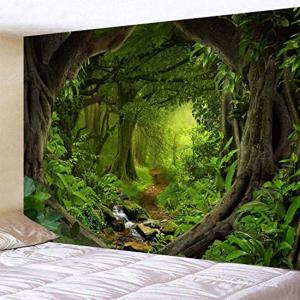 ファンタジーの森のタペストリー壁掛け風景壁のタペストリー寝室のリビングルームの寮のための神秘的な壁のタペストリー (緑, XXL)｜pochon-do