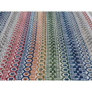秋色 洗える さらっと 綿100% マルチカラー インド 綿 ハンドメイド 滑り止め付き キッチンマット (マルチブルー, 50ｘ240)