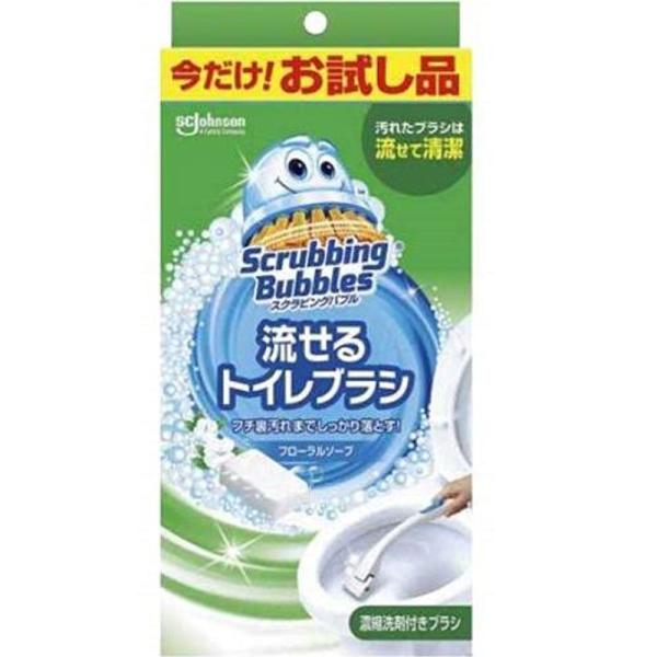 ジョンソン スクラビングバブル流せるトイレブラシフローラルソープ本体+替ブラシ 4コ