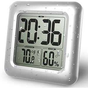 BALDR 温度計 湿度計 デジタル 温湿度計 防水 温度 湿度計 LCD防水時計大画面 シャワー時計 温度計 湿度計 デジタル 時計 壁掛