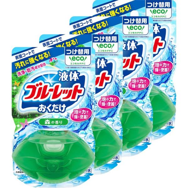 まとめ買い液体ブルーレットおくだけ 森の香り 詰め替え用 70ml×4個 トイレタンク芳香洗浄剤