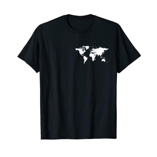 地球儀 世界地図 幾何学模様 マルチカラー Tシャツ