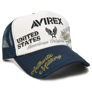 AVIREX (アビレックス) United States 17093800 AVIREX ダメージメッシュキャップ (ネイビー)｜pochon-do