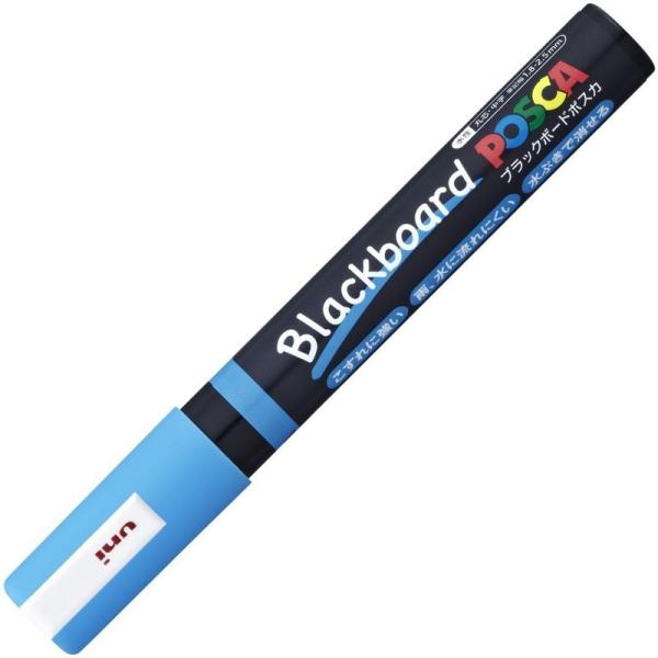 三菱鉛筆 水性ペン ブラックボードポスカ 中字 PCE2005M1P.8 水色 10本