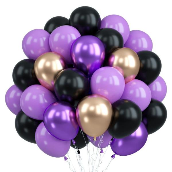 バルーン パープル ブラック 30個 風船 紫 黒 金 ラテックスバルーン 誕生日 飾り シャンパン...