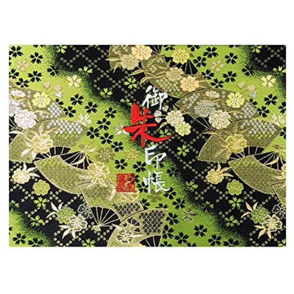 千糸繍院 御朱印帳WL鶯扇桜西陣織 金襴装丁/刺繍文字 蛇腹式48ページ 見開き大判 (銀色刺繍文字...