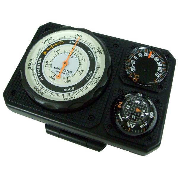 エバートラスト 高度計 アナログ コンパス 気圧計付き ブラック NO1230