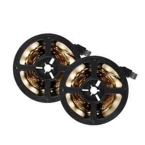 共同照明 ２本セット LEDテープライト 2m SMD 3528 USB対応 電球色 GT-3528WW-60L-5V-2M-2B 両面テー｜pochon-do