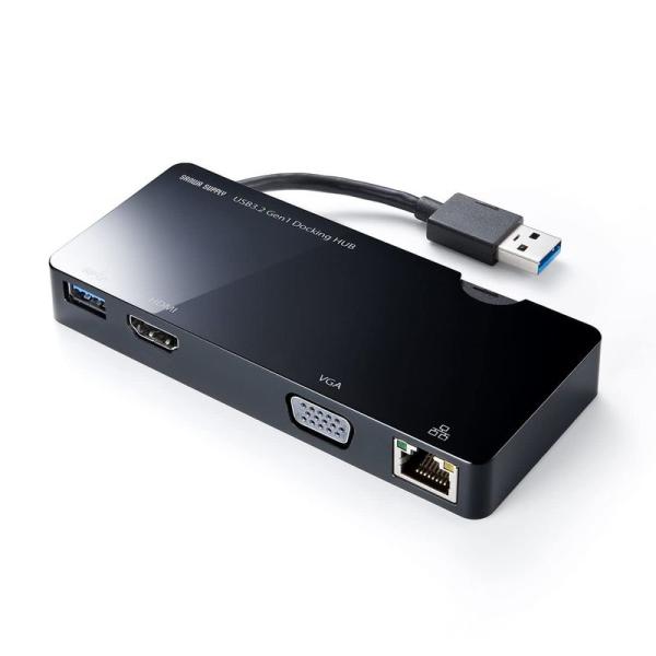 サンワダイレクト USB3.0 ドッキングステーション HDMI/VGA/USBハブ/有線LAN W...