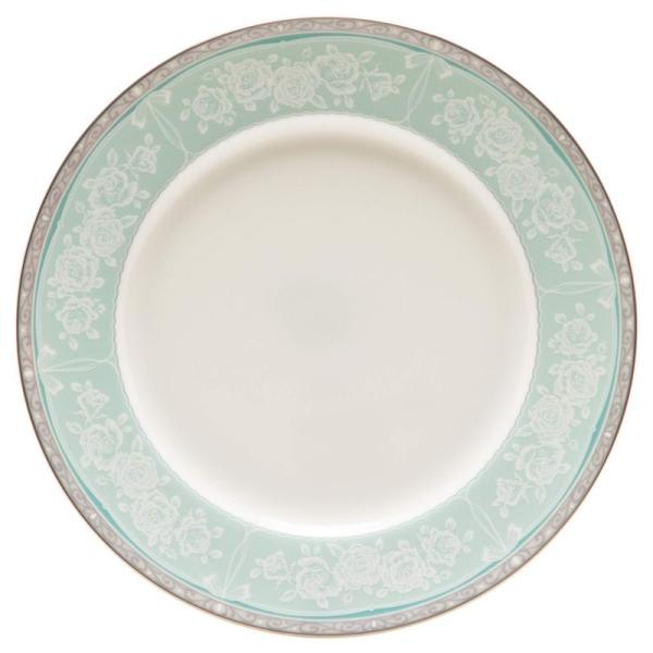 NARUMI(ナルミ) プレート 皿 グレイスエア 21cm グリーン レース柄 上品な絵柄 かわい...