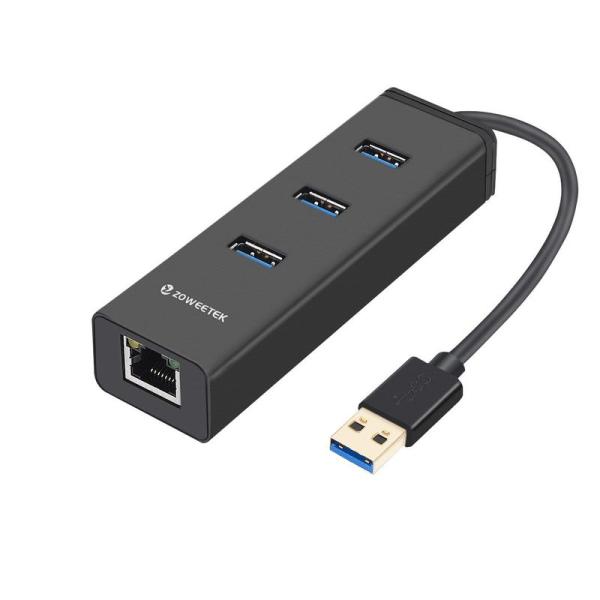 ZOWEETEK USBハブ 有線LANアダプタ付き 3ポートUSB3.0ハブ RJ45ギガビットイ...