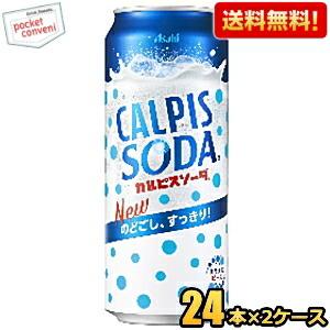 送料無料 カルピス カルピスソーダ 500g缶 48本(24本×2ケース)