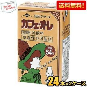 送料無料 らくのうマザーズ カフェ・オ・レ 250ml紙パック 48本(24本×2ケース) カフェオレ｜pocket-cvs