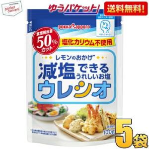 ゆうパケット送料無料5袋セット ポッカサッポロ ウレシオ 100g×5袋 減塩できるうれしいお塩 食...