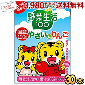 野菜生活100 カゴメ 国産100％ やさいとりんご100ml紙パック×3ケース