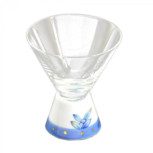 有田焼 酒グラス 台形 オリーブ 80cc 上品 ガラス 磁器 SAKE GLASS