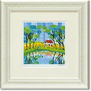はりたつお ひまわりの丘Ⅱ(額縁付き) ひまわりの絵 日本人画家 はりたつお 絵画 ひまわり 絵画 ひまわりの丘