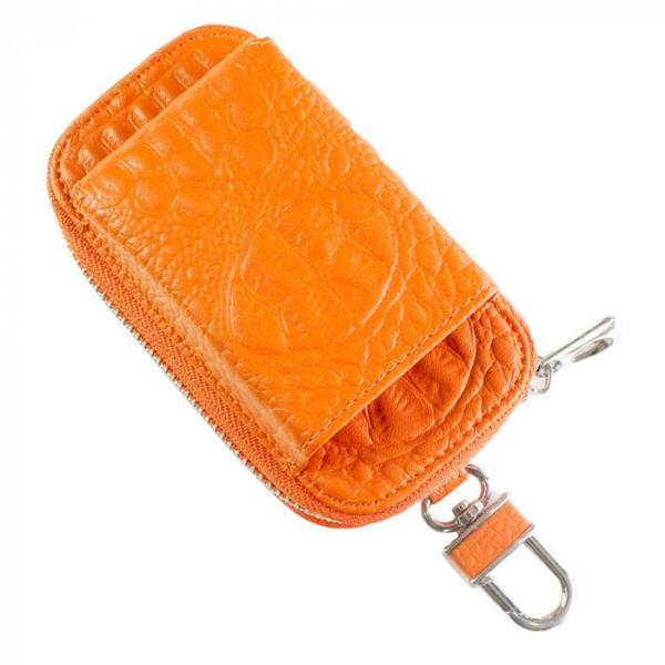 加熱式タバコケース オレンジ クロコシリーズ カラビナ付 タバコ入れ付