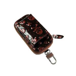 加熱式タバコケース iQOS対応 本革 ボルドー スカルデザイン カラビナ付