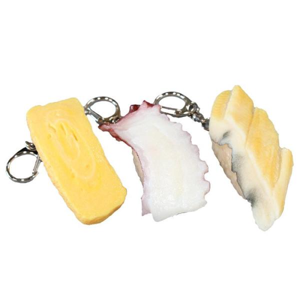 食品サンプル キーホルダー 寿司 3個セット 玉子 たこ 穴子 リアル お土産 日本製