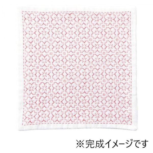 刺し子のハンカチキット 桜の花 初級から中級 3重ガーゼ 刺しゅう