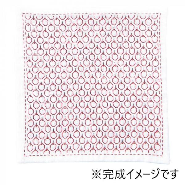 刺し子キット ハンカチ りんご 3重ガーゼ 20cm角 初級者向け