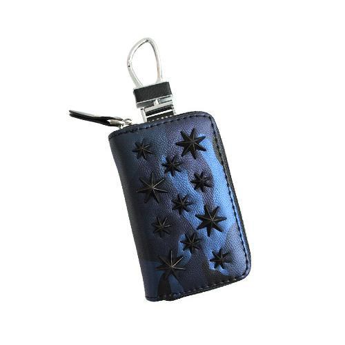 スマートキーケース 迷彩ブルー スタースタッズ 鍵入れ おしゃれ 青