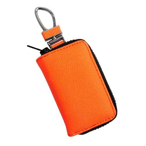 スマートキーケース 蛍光オレンジ レザー 鍵 収納 シンプル おしゃれ