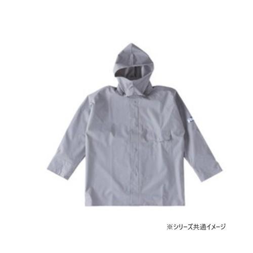 レインジャケット 厚手PVC素材 防水加工 二重袖仕様 グレー LL