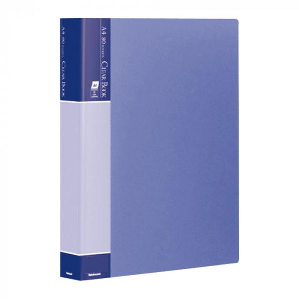 クリアブック A4 80ポケット ブルー 固定式 中紙あり 収納 ファイル