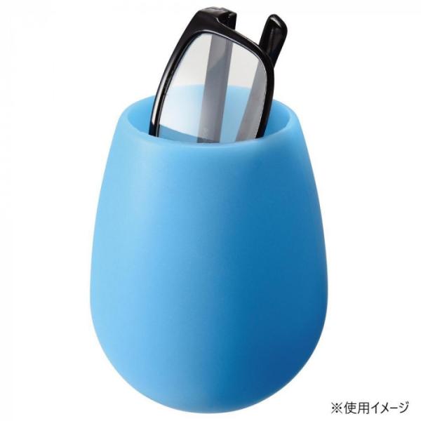 メガネスタンド ブルー 丸型 蓄光 シリコン製 暗闇で光る 眼鏡置き
