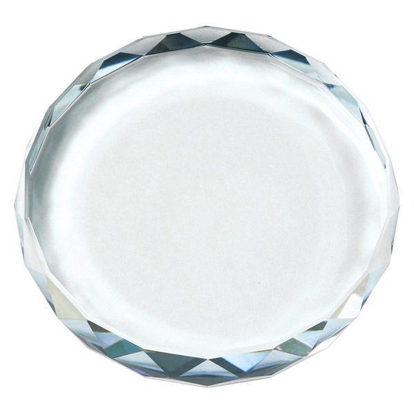 ペーパーウェイト 75mm径 ダイヤカット ガラス製 文鎮 記念品 事務用品