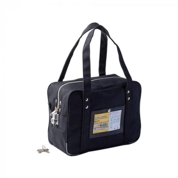 鍵付き セキュリティバッグ A4用 ブラック 8号帆布 日本製 防犯対策