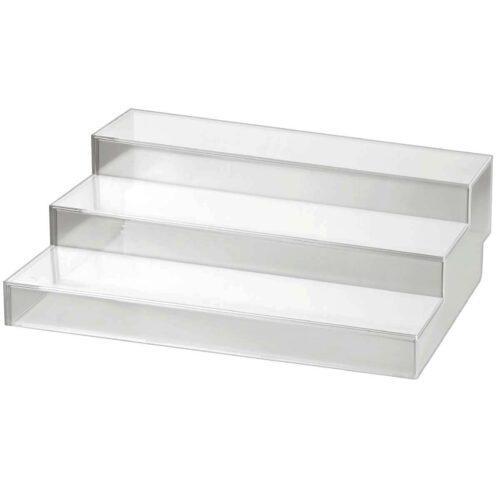 ひな段 3段 スライド式 クリア 小物 陳列棚 保管 見やすい 収納ラック