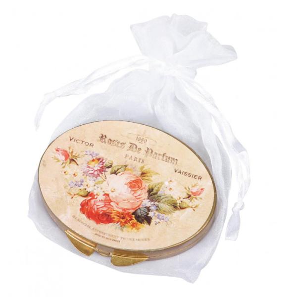 鏡 ポケットミラー 80×65mm 真鍮枠 コンパクトミラー 持ち運び 携帯用